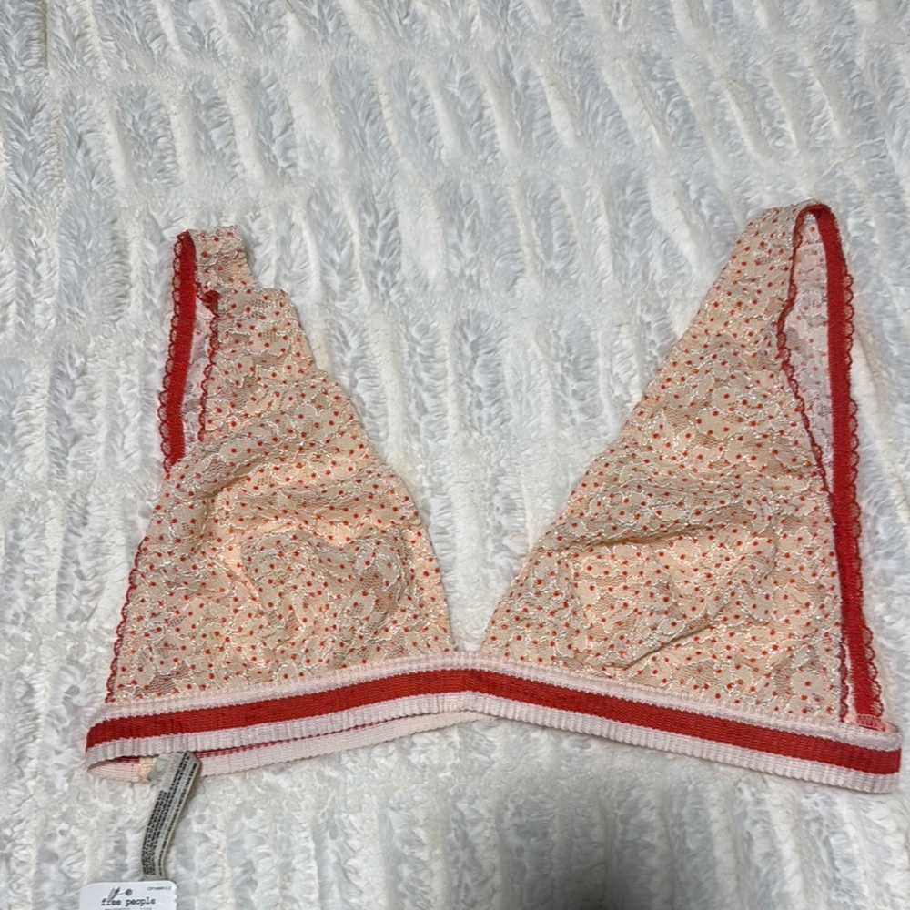 Free People Floral Lace Bralette - Orange and Cream